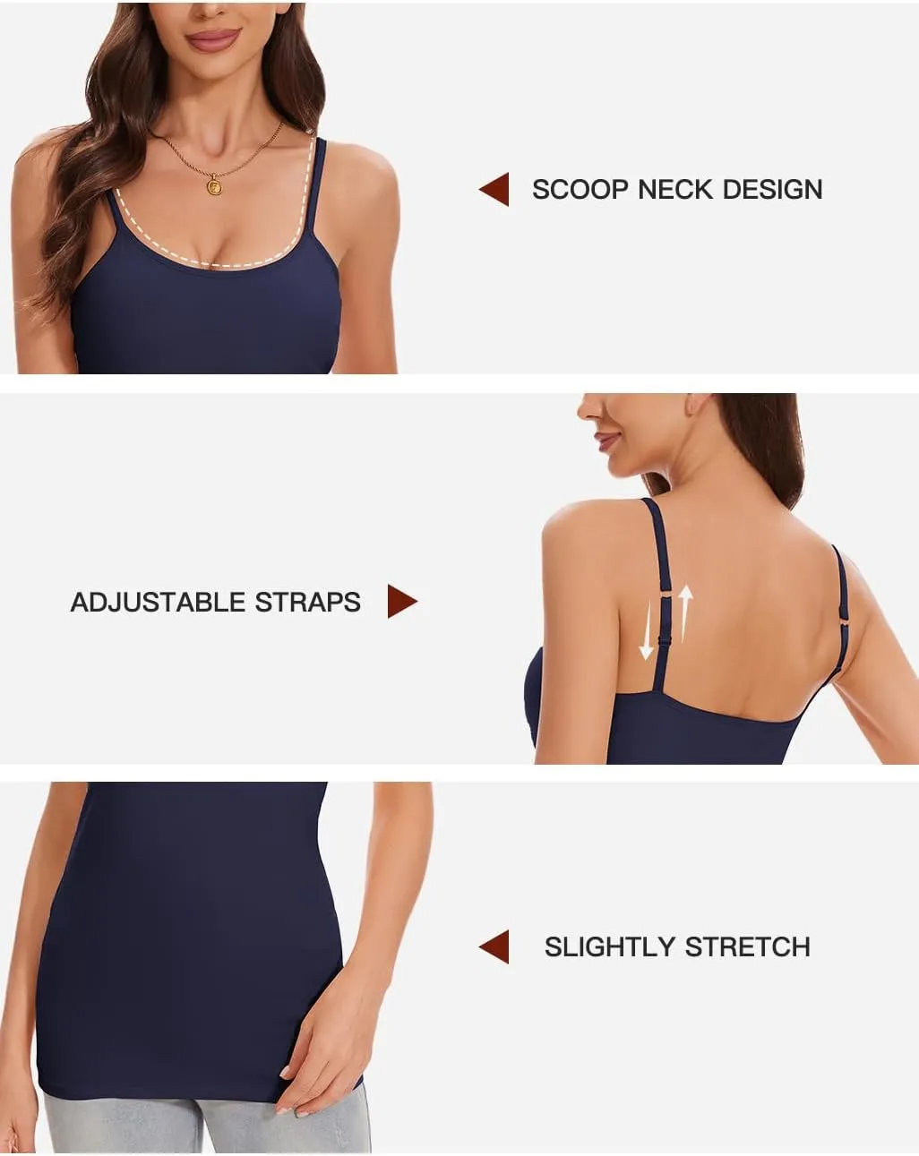 ANYFITTING Women's Cotton Tank Top with Shelf Bra Adjustable Strap Camisole Basic Cami Tanks S-2XL