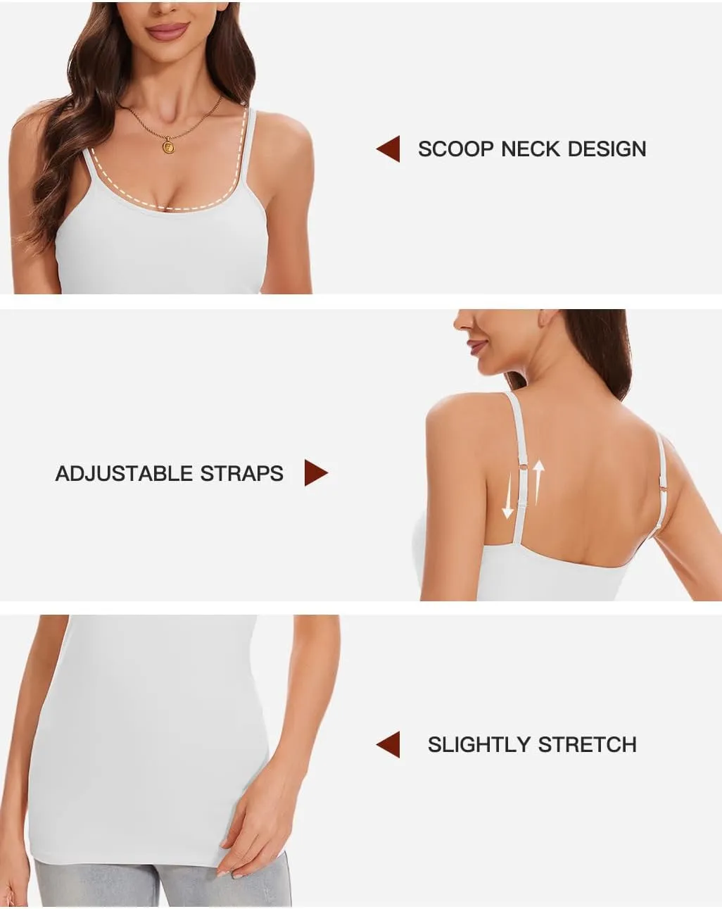 ANYFITTING Women's Cotton Tank Top with Shelf Bra Adjustable Strap Camisole Basic Cami Tanks S-2XL