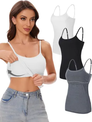 ANYFITTING Women's Cotton Tank Top with Shelf Bra Adjustable Strap Camisole Basic Cami Tanks S-2XL