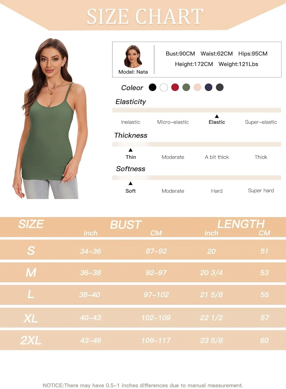 ANYFITTING Women's Cotton Tank Top with Shelf Bra Adjustable Strap Camisole Basic Cami Tanks S-2XL