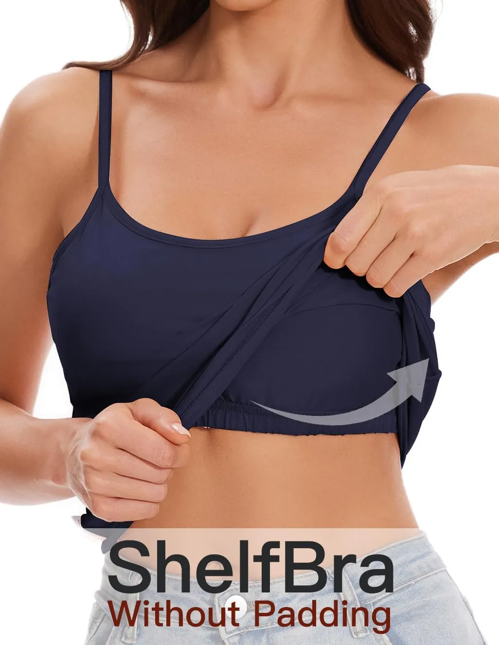 ANYFITTING Women's Cotton Tank Top with Shelf Bra Adjustable Strap Camisole Basic Cami Tanks S-2XL