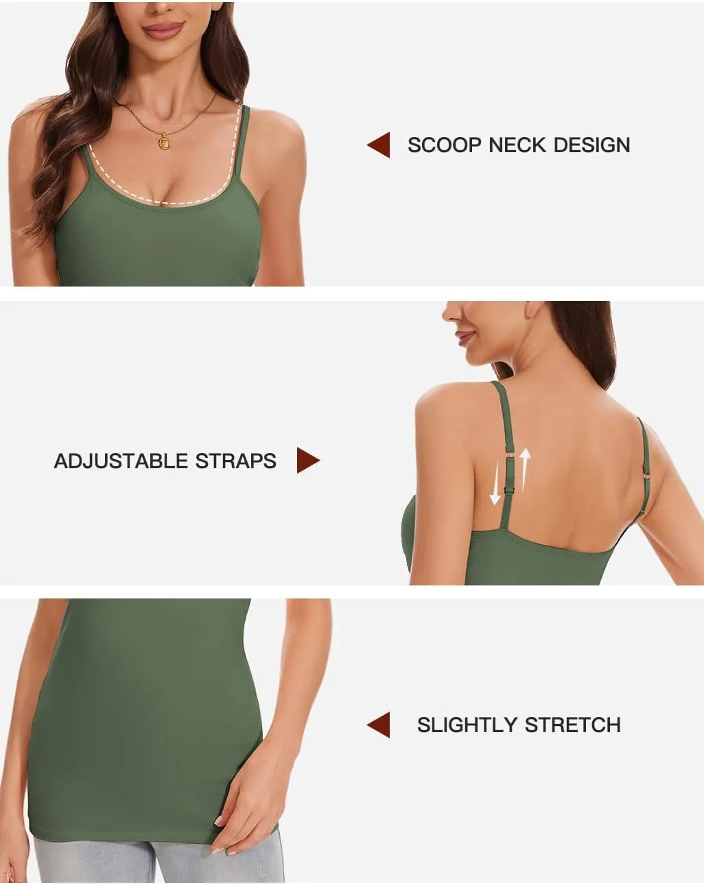 ANYFITTING Women's Cotton Tank Top with Shelf Bra Adjustable Strap Camisole Basic Cami Tanks S-2XL