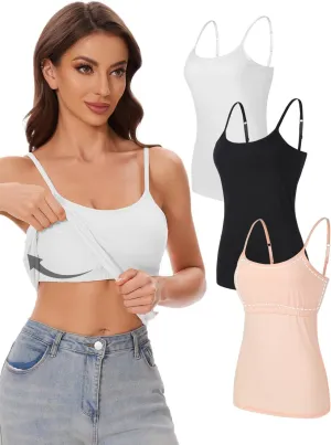ANYFITTING Women's Cotton Tank Top with Shelf Bra Adjustable Strap Camisole Basic Cami Tanks S-2XL