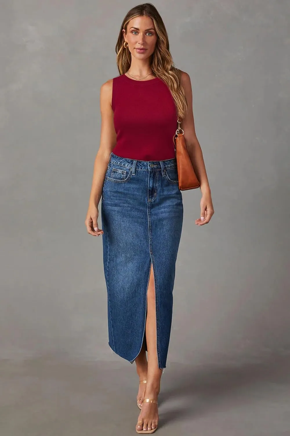 Arach&Cloz 2025 Women's Non See Through Tank Tops Spring Summer Sleeveless Crew Neck Knit Business Casual Outfits