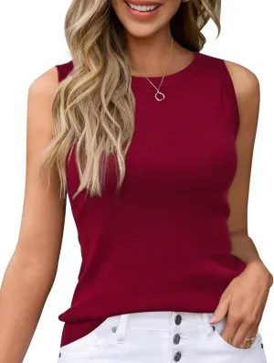 Arach&Cloz 2025 Women's Non See Through Tank Tops Spring Summer Sleeveless Crew Neck Knit Business Casual Outfits