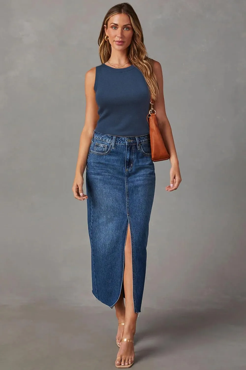 Arach&Cloz 2025 Women's Non See Through Tank Tops Spring Summer Sleeveless Crew Neck Knit Business Casual Outfits
