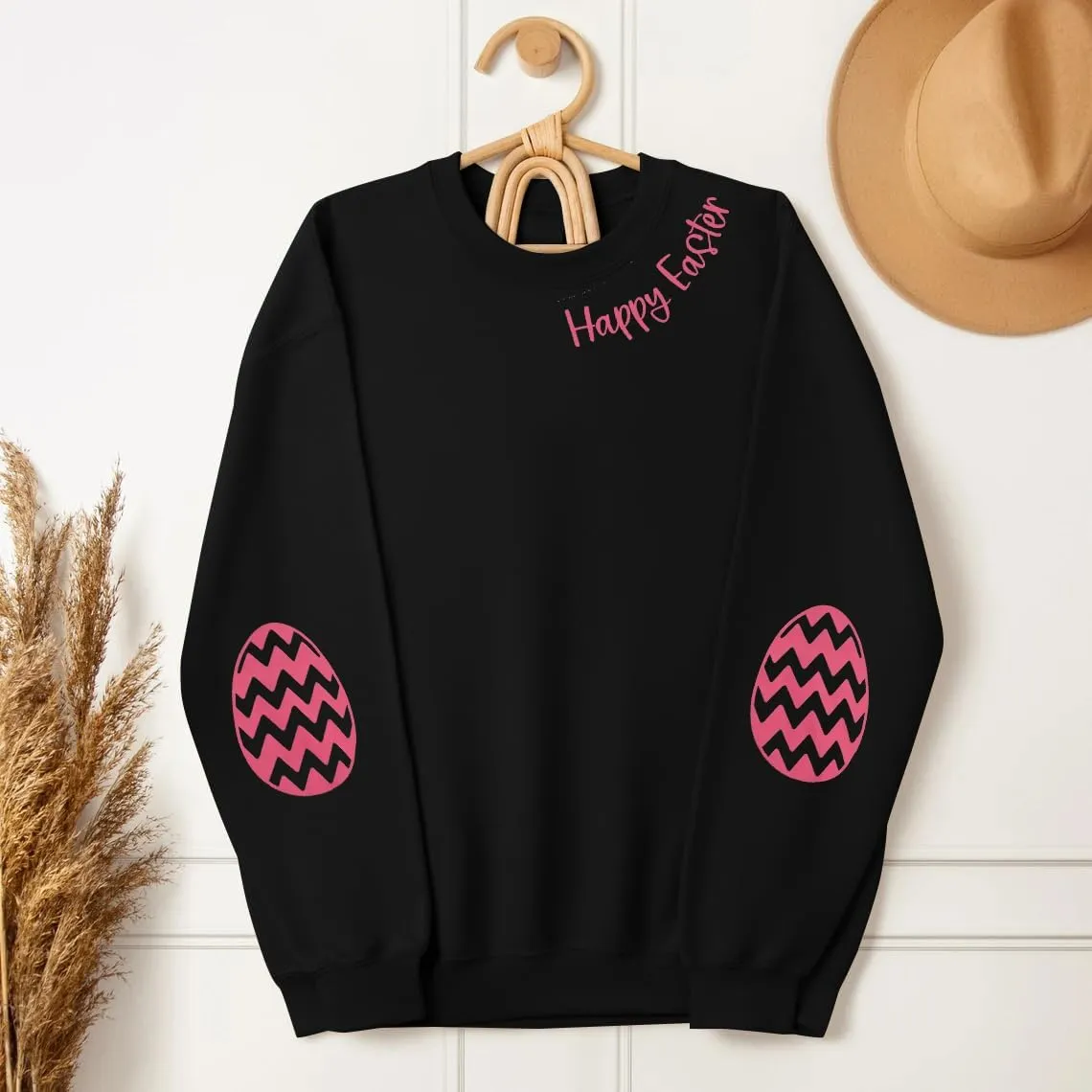 BANGELY Women Happy Easter Sweatshirt Cute Easter Egg Graphic Long Sleeve Shirt Easter Letter Print Pullover Sweatshirts