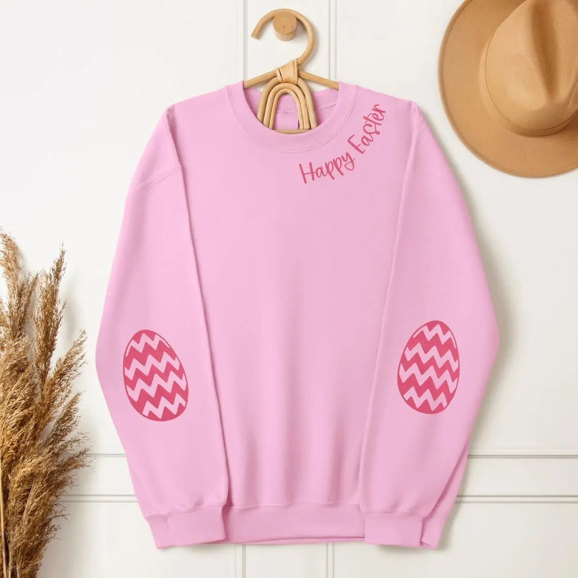 BANGELY Women Happy Easter Sweatshirt Cute Easter Egg Graphic Long Sleeve Shirt Easter Letter Print Pullover Sweatshirts