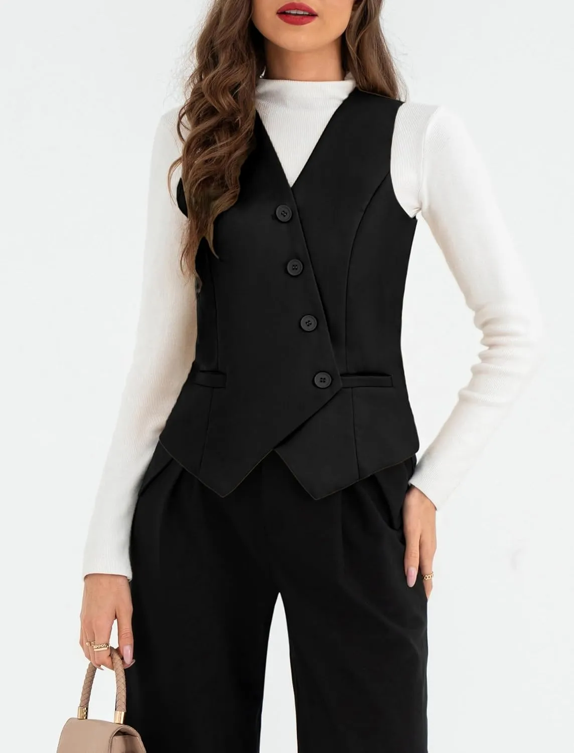 Belle Poque Waistcoat Vest for Women Suit Vest Tops Asymmetrical Hem Tuxedo Vest Sleeveless Blazers Jackets