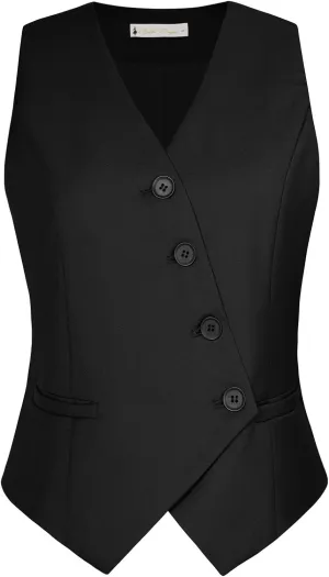 Belle Poque Waistcoat Vest for Women Suit Vest Tops Asymmetrical Hem Tuxedo Vest Sleeveless Blazers Jackets