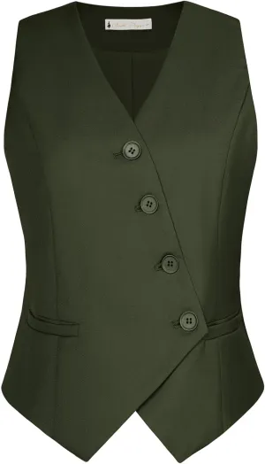 Belle Poque Waistcoat Vest for Women Suit Vest Tops Asymmetrical Hem Tuxedo Vest Sleeveless Blazers Jackets