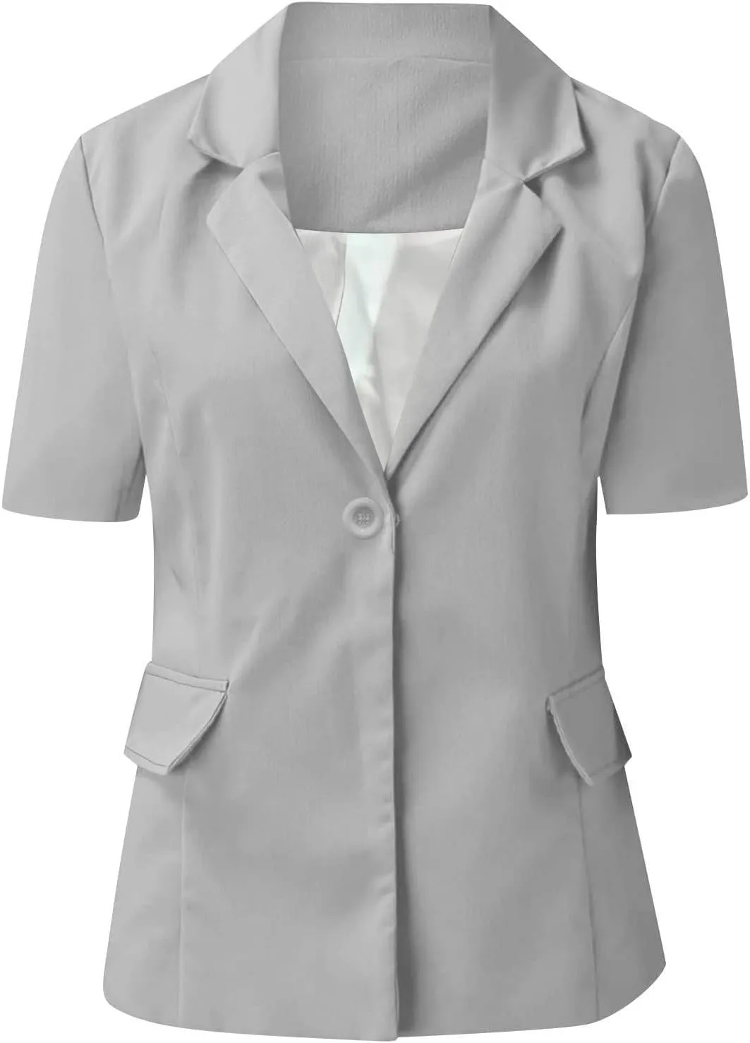 Blazers for Women Casual Work Office Slim Fit Herringbone Blazer Open Front Single Breasted Short Sleeve Suits Jacket
