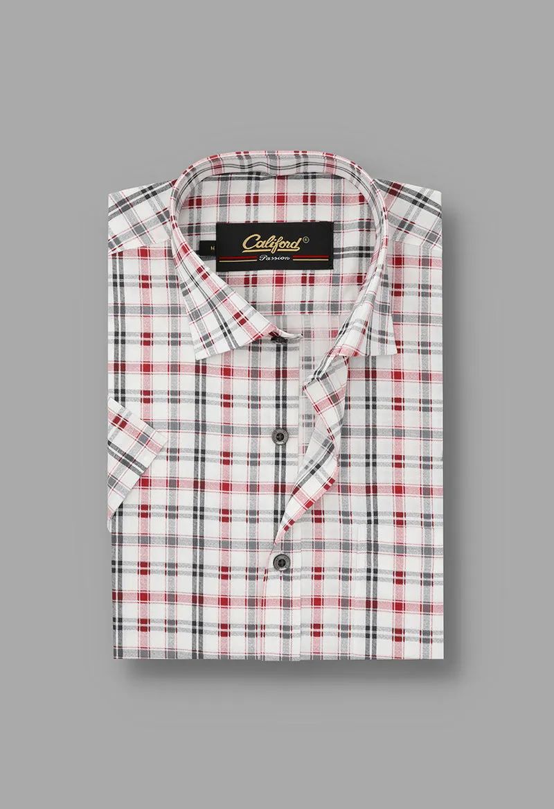 Blue & Red checkered half sleeve - 022490-24-09