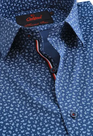 Blue geometric print shirt / Marcopolo 102382-06