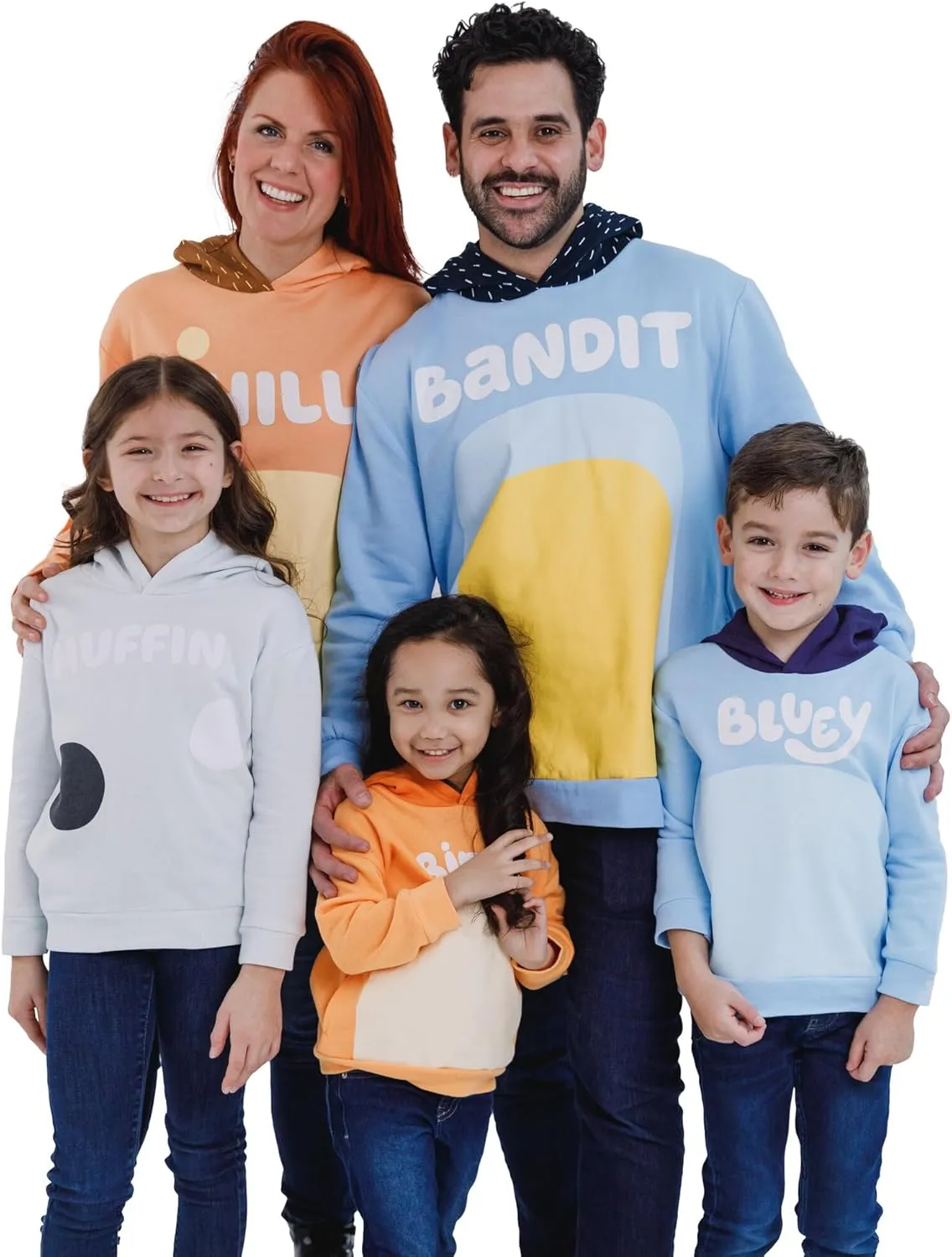 Bluey Bingo Dad Mom Fleece Matching Family Cosplay Pullover Hoodie Infant to Little Kid