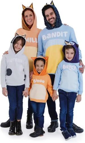 Bluey Bingo Dad Mom Fleece Matching Family Cosplay Pullover Hoodie Infant to Little Kid