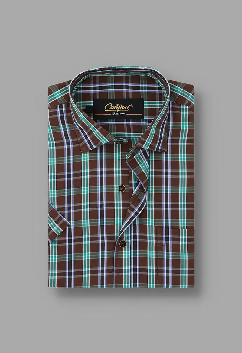 Brown chekered Half sleeves - 022490-24-04