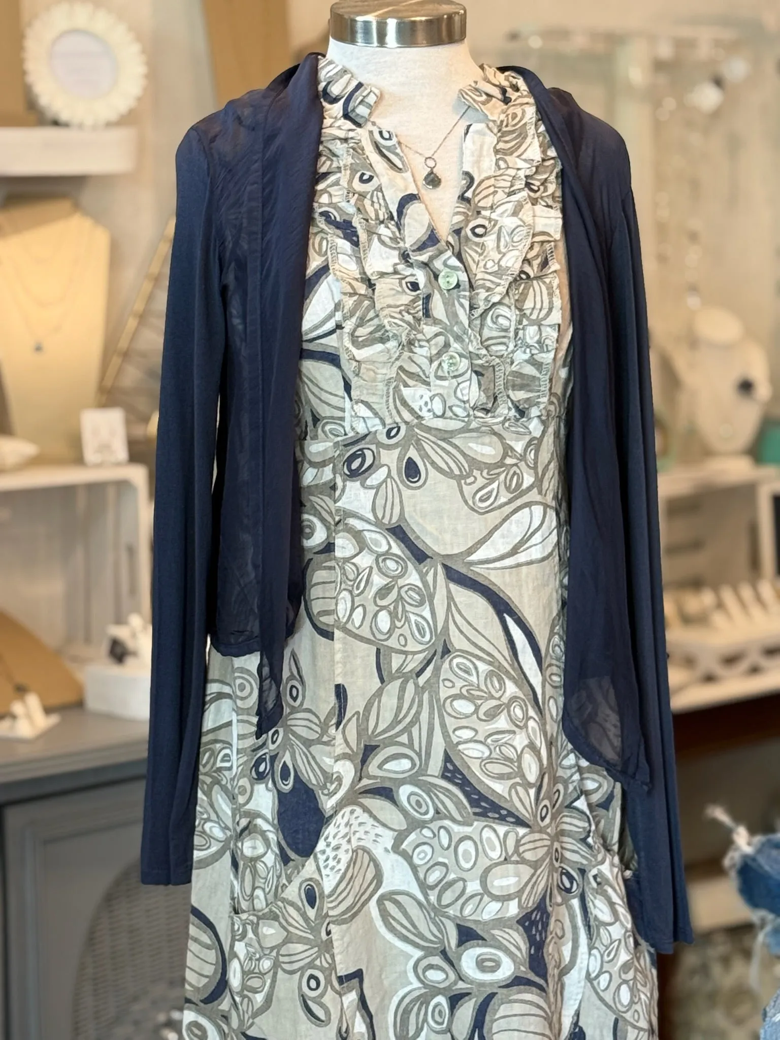 Chloe Silk Cardigan in Navy