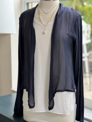 Chloe Silk Cardigan in Navy