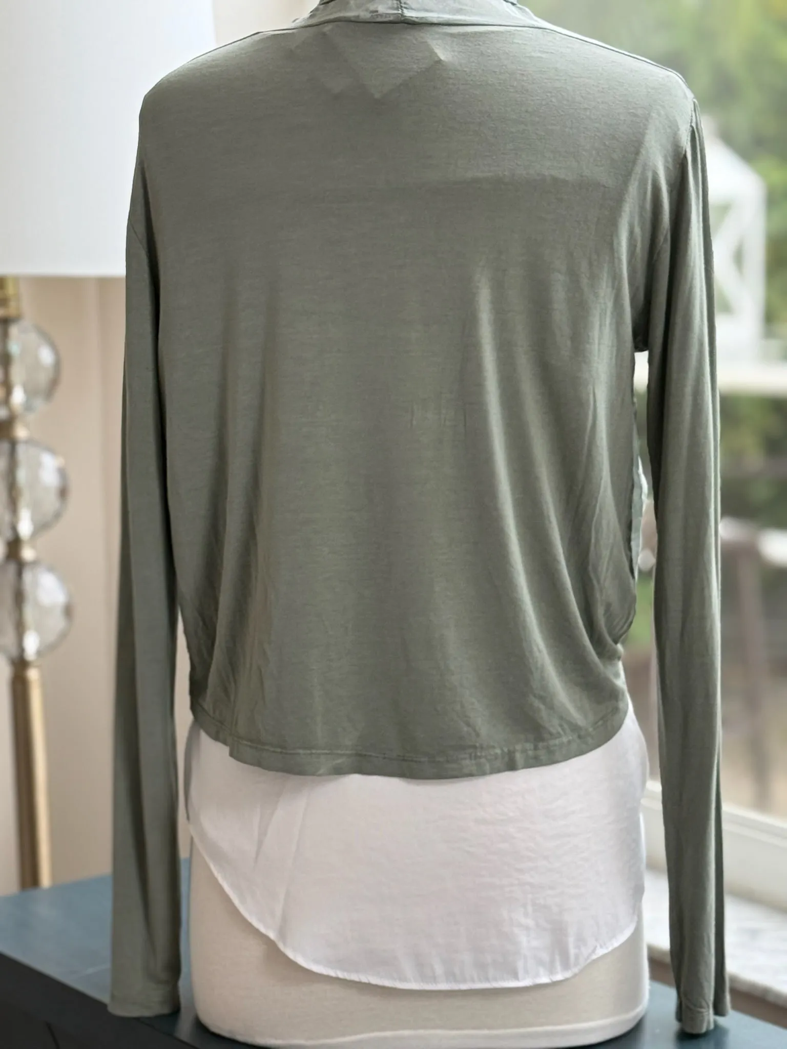 Chloe Silk Cardigan in Olive