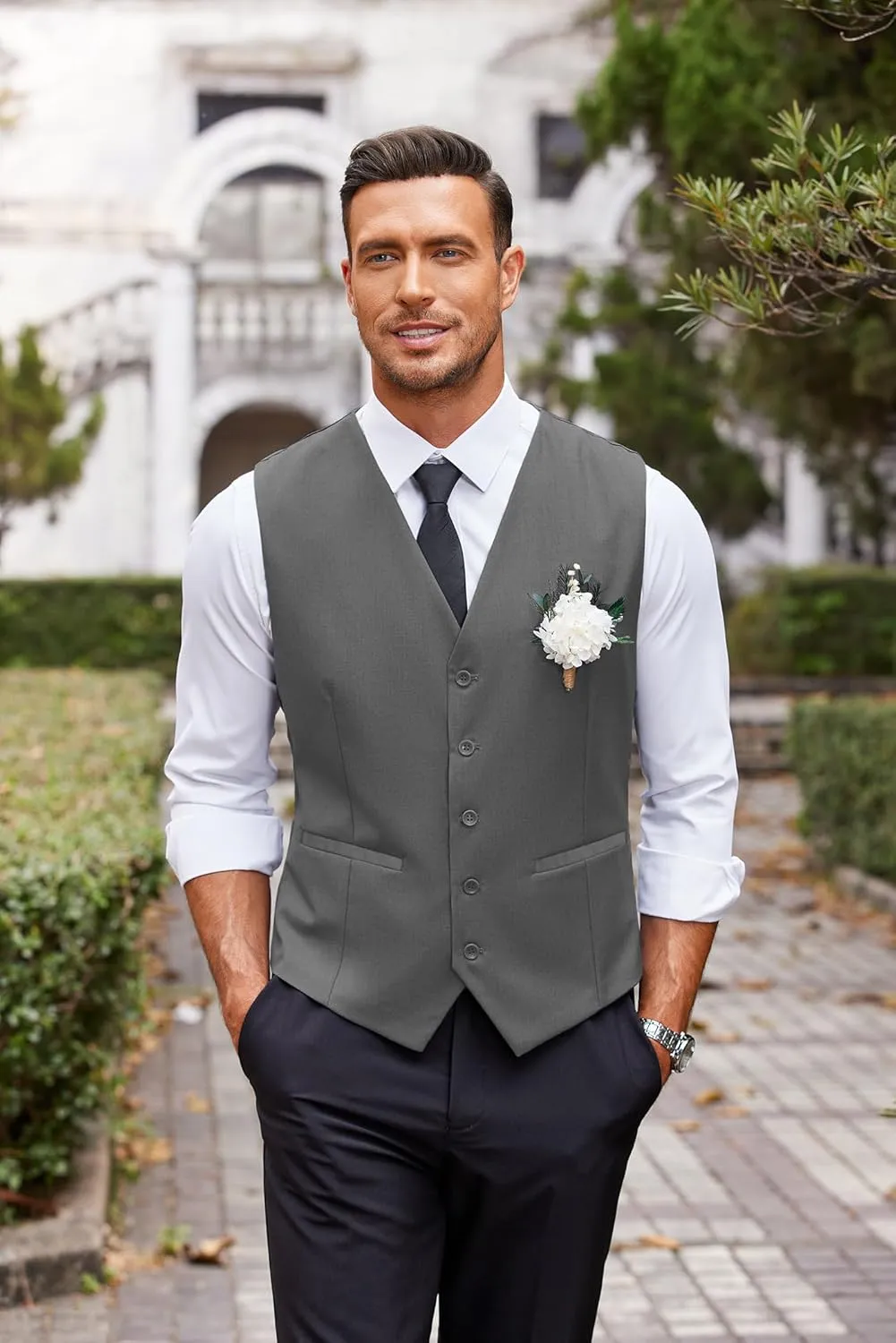 COOFANDY Men's Business Suit Vest Casual Dress Vest Slim Fit Formal Waistcoat