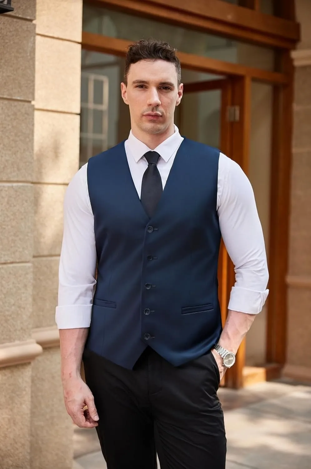 COOFANDY Men's Business Suit Vest Casual Dress Vest Slim Fit Formal Waistcoat