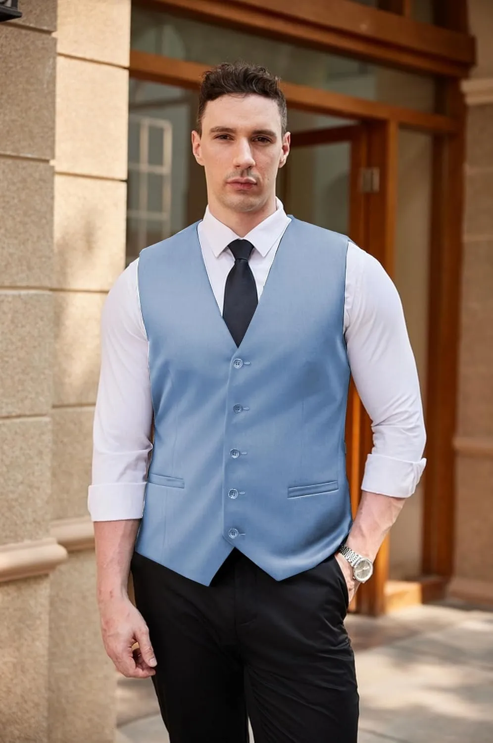 COOFANDY Men's Business Suit Vest Casual Dress Vest Slim Fit Formal Waistcoat