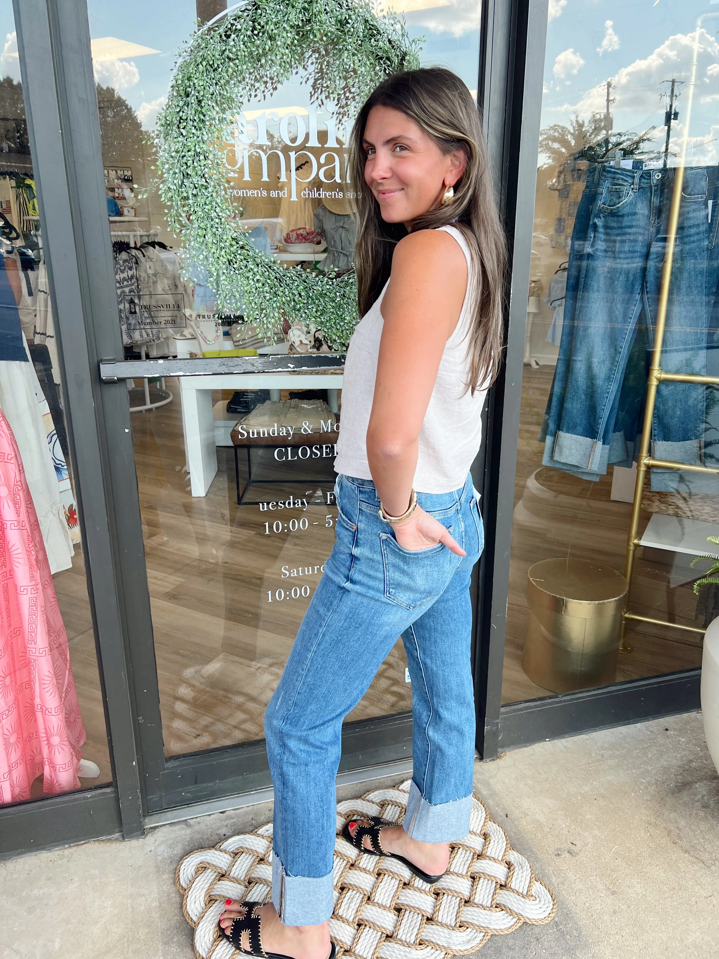 Cuffed Straight Leg Jean