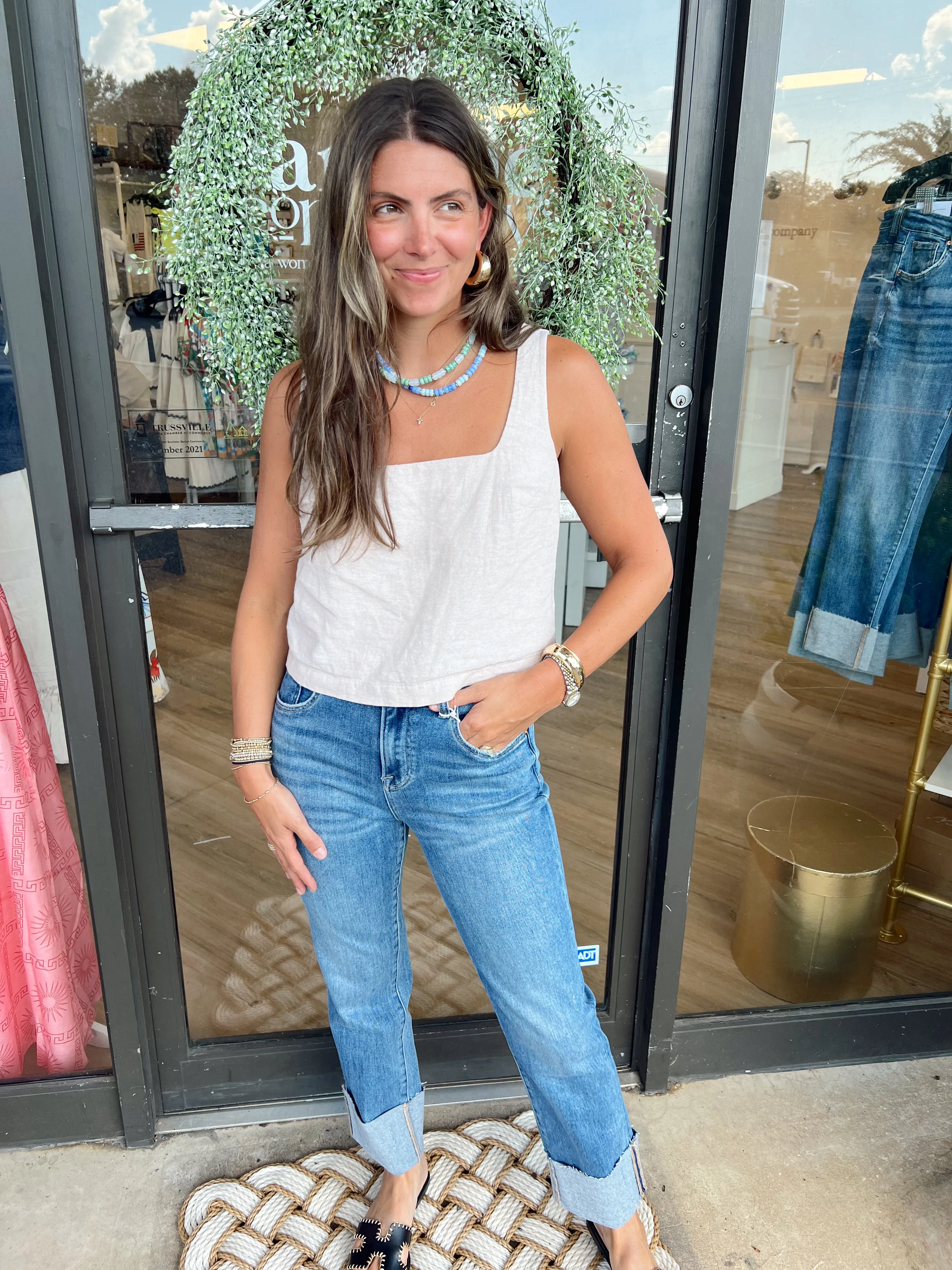 Cuffed Straight Leg Jean