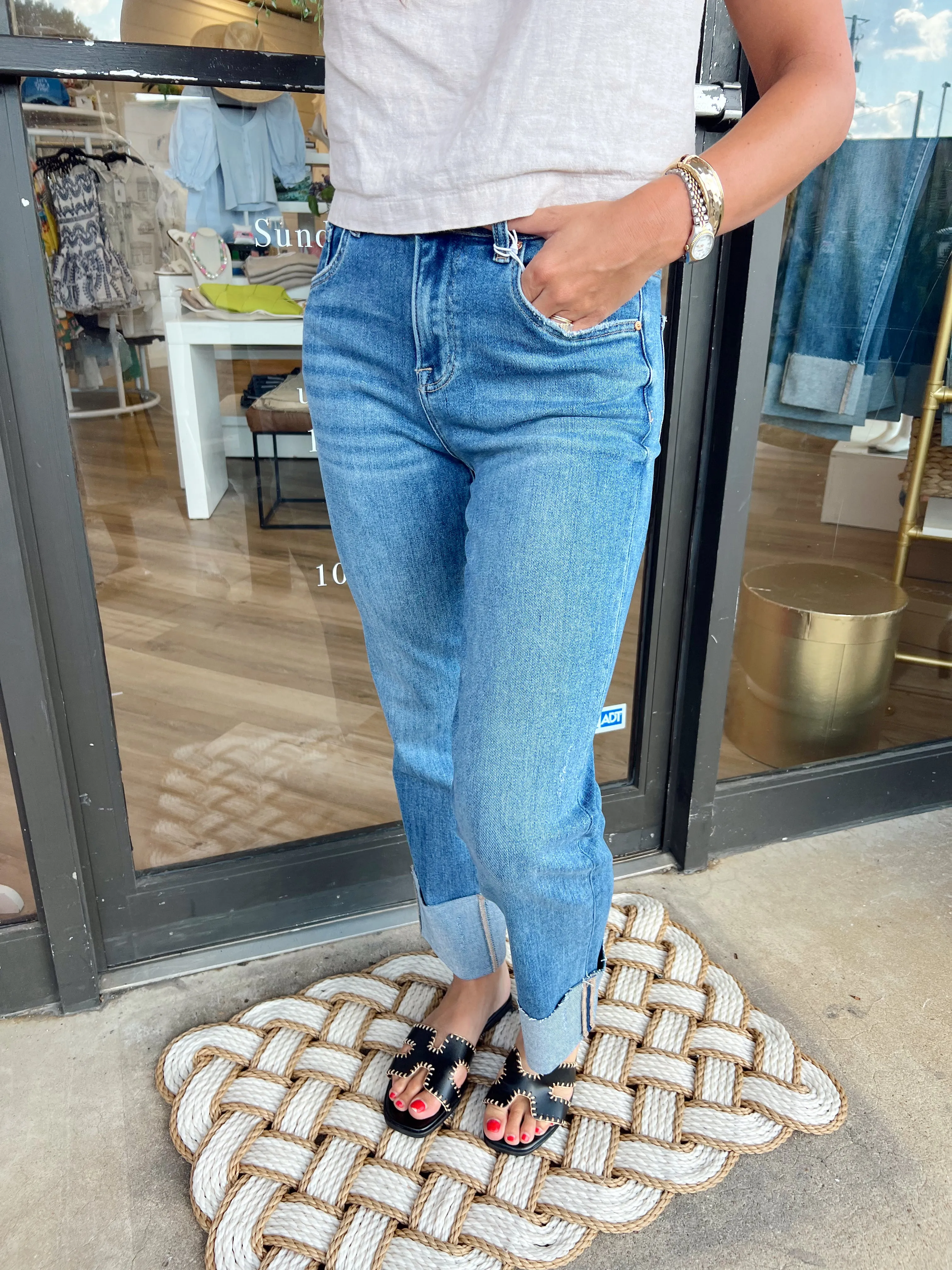 Cuffed Straight Leg Jean