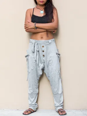 Cyberpunk Harem Pants Women & Men Light Grey
