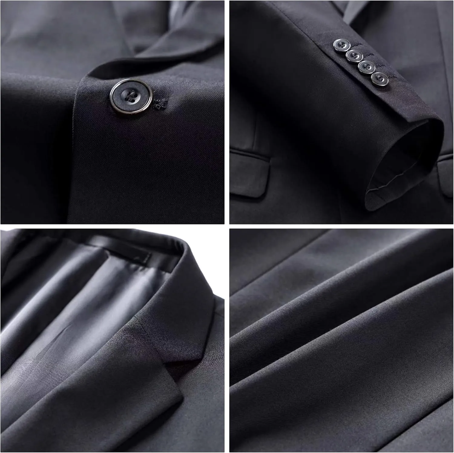 DEETRUST Men's 3 Piece Slim Fit Suit Set, 2 Button Blazer Jacket Vest Pants with Tie, Mens Suit for Party, Wedding & Business