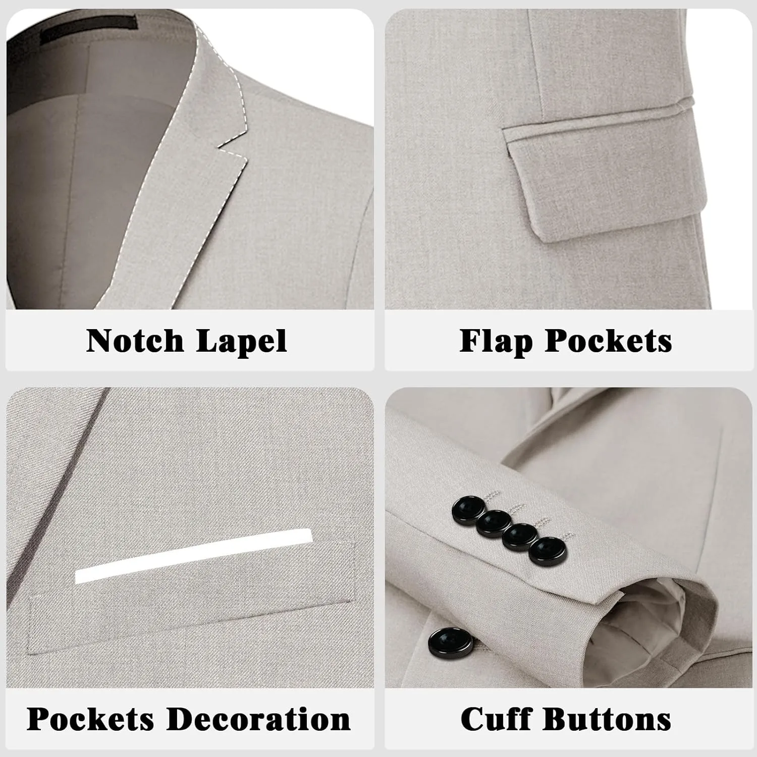 DEETRUST Men's 3 Piece Slim Fit Suit Set, 2 Button Blazer Jacket Vest Pants with Tie, Mens Suit for Party, Wedding & Business