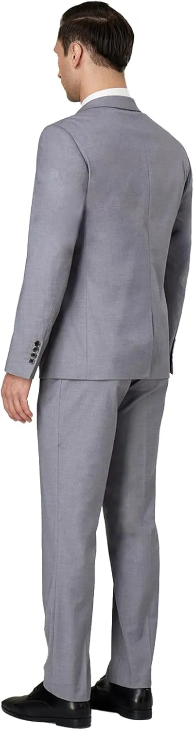 DEETRUST Men's 3 Piece Slim Fit Suit Set, 2 Button Blazer Jacket Vest Pants with Tie, Mens Suit for Party, Wedding & Business