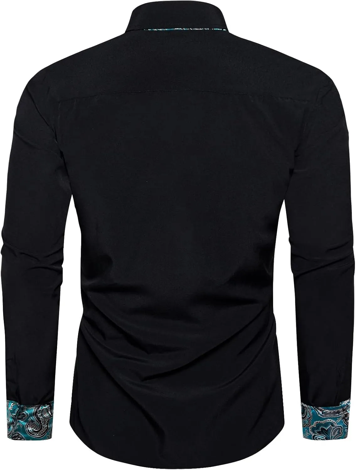 DiBanGu Men's Dress Shirt Long Sleeve Casual Button Down Shirts Regular Fit Inner Contrast Shirt for Business Party