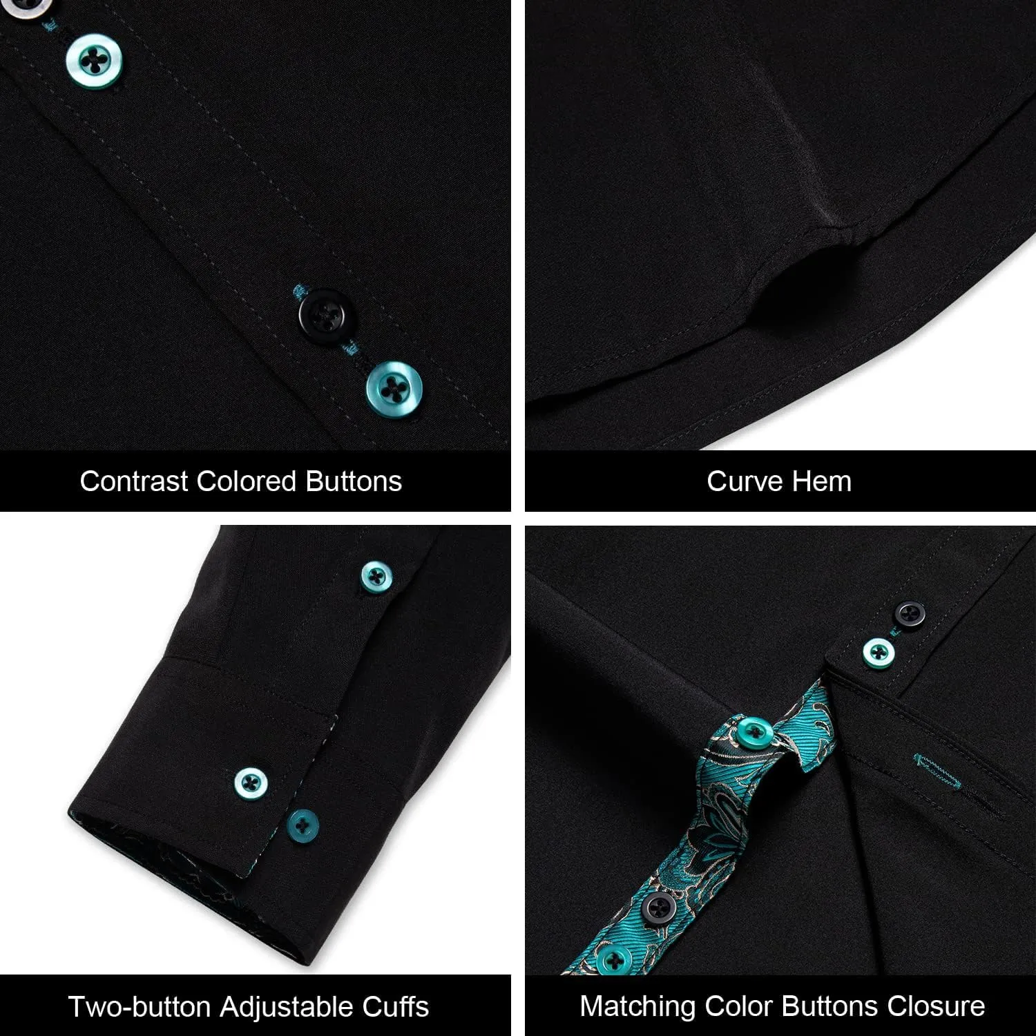 DiBanGu Men's Dress Shirt Long Sleeve Casual Button Down Shirts Regular Fit Inner Contrast Shirt for Business Party