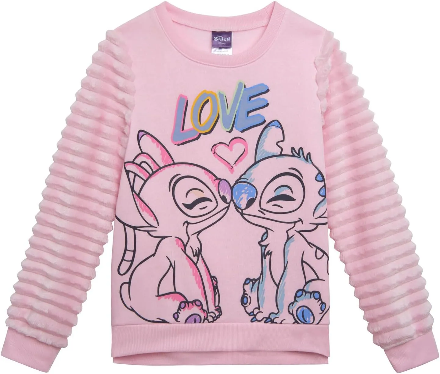 Disney Lilo & Stitch Girls Fleece Pullover Fur Sweatshirt Little Kid to Big Kid Sizes (4-14-16)