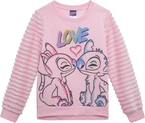 Disney Lilo & Stitch Girls Fleece Pullover Fur Sweatshirt Little Kid to Big Kid Sizes (4-14-16)