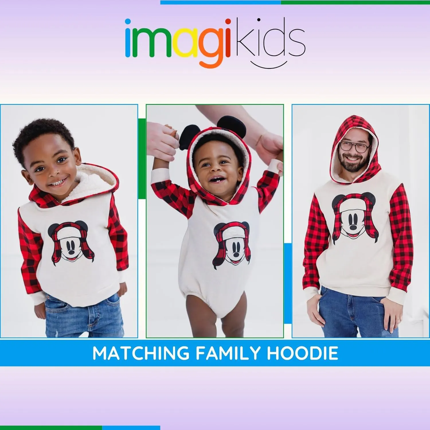 Disney Mickey Mouse Fleece Matching Family Pullover Hoodie & Bodysuit Newborn to Adult Sizes (0-3 Months - 2XL)