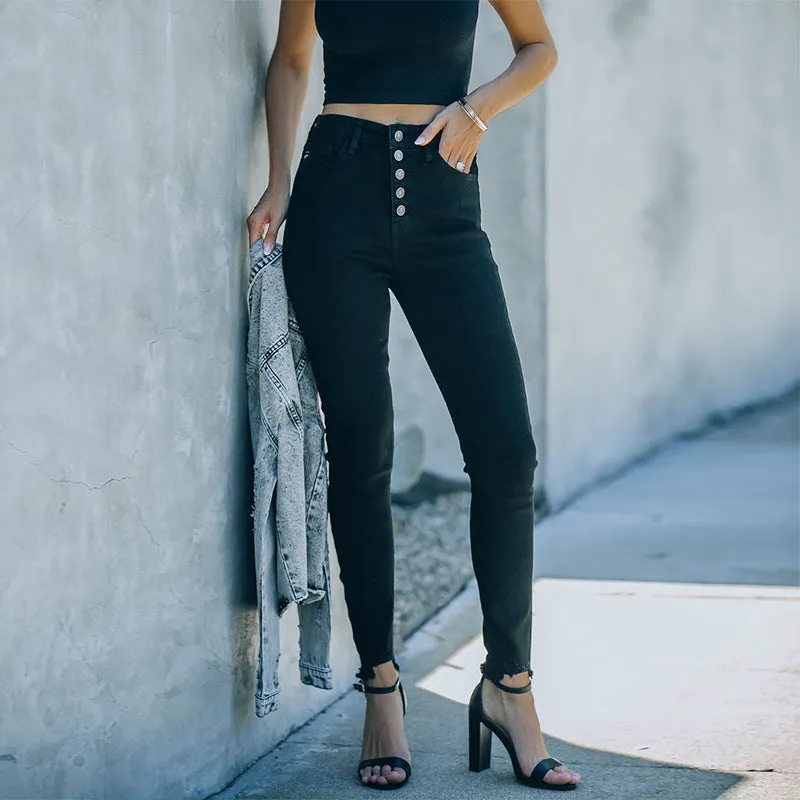 Fashion Solid Color Stretch Jeans