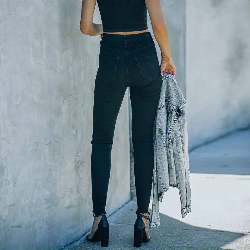 Fashion Solid Color Stretch Jeans