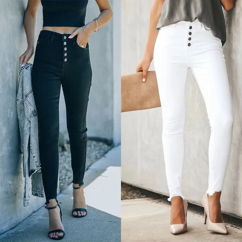 Fashion Solid Color Stretch Jeans