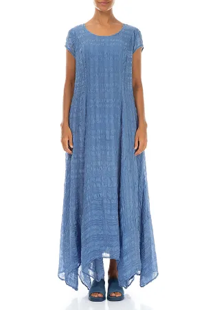 Flowy Maxi Blue Nova Textured Silk Dress