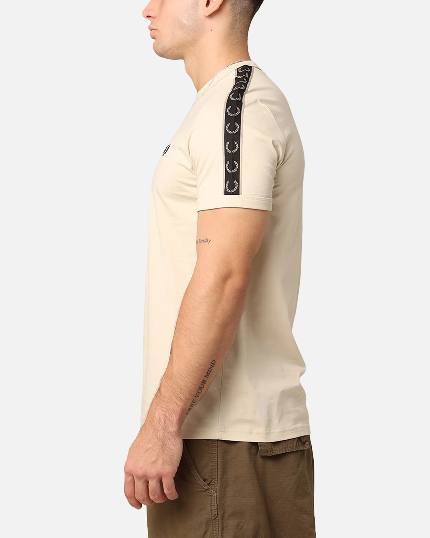 Fred Perry Contrast Tape Ringer T-Shirt Oatmeal/Warm Grey