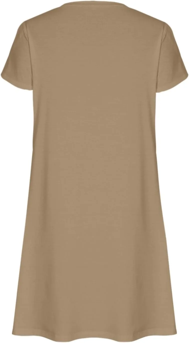 hlysgo Petite Dresses for Women 2025 Summer Petal Sleeve Crew Neck Beach Dress Casual A-Line Flowy Mini Dress with Pockets