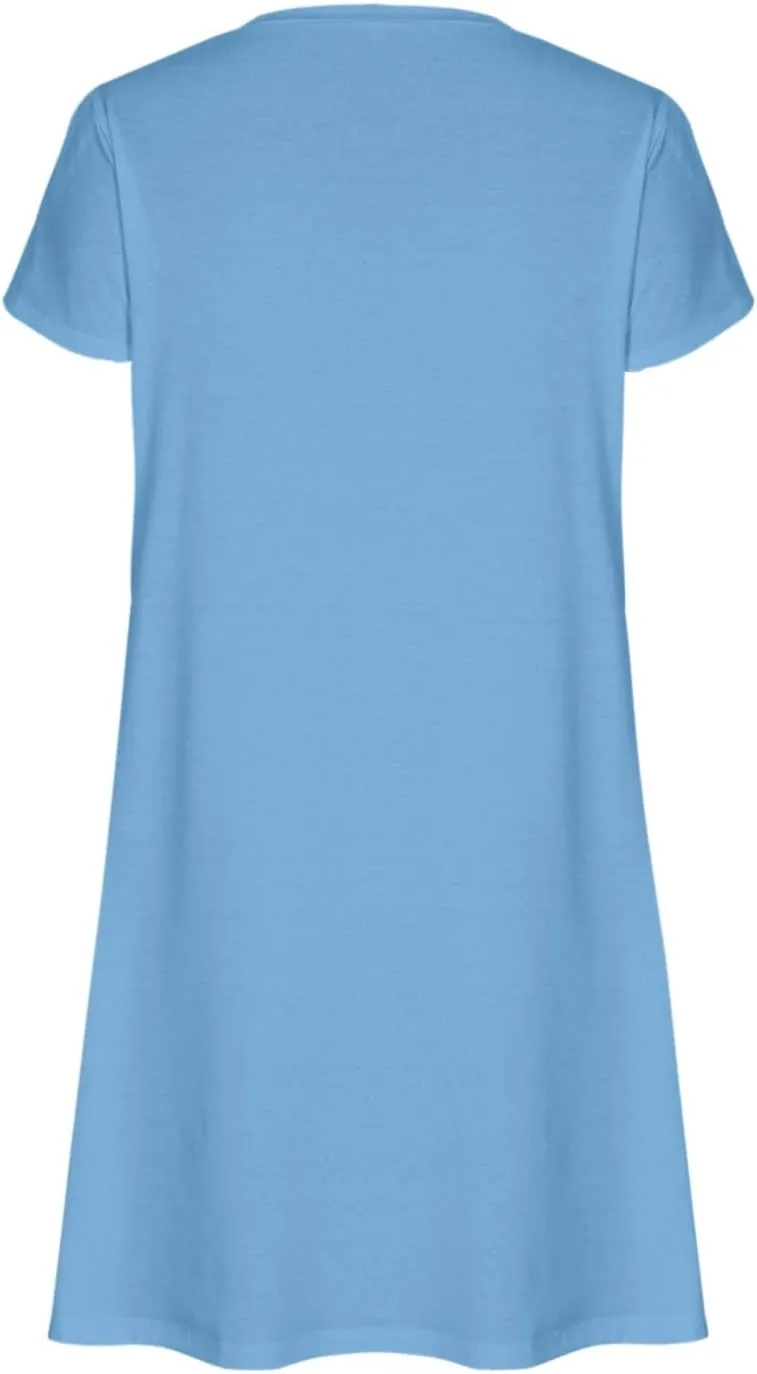 hlysgo Petite Dresses for Women 2025 Summer Petal Sleeve Crew Neck Beach Dress Casual A-Line Flowy Mini Dress with Pockets