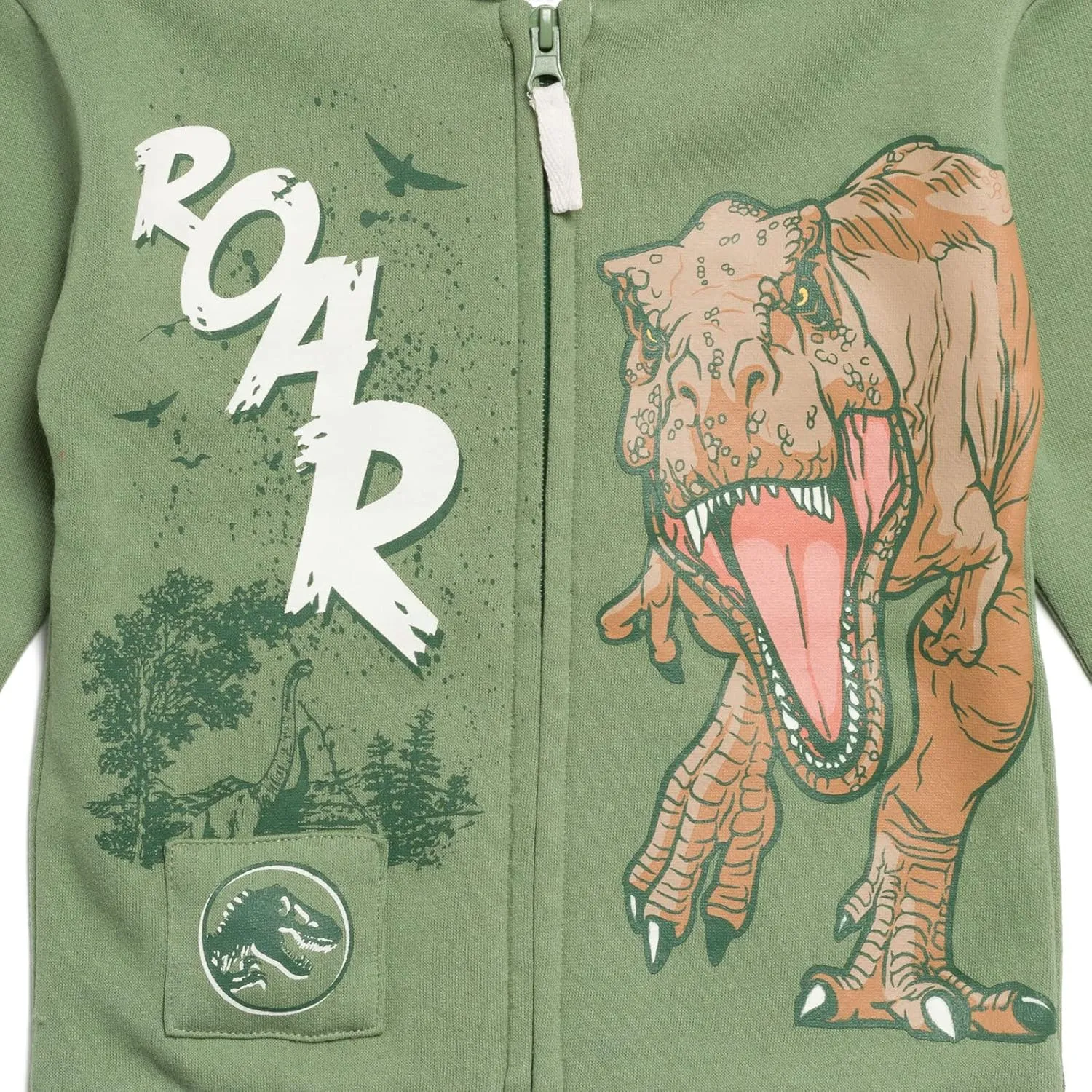 Jurassic World Dinosaur T-Rex Fleece Zip Up Hoodie Toddler to Big Kid