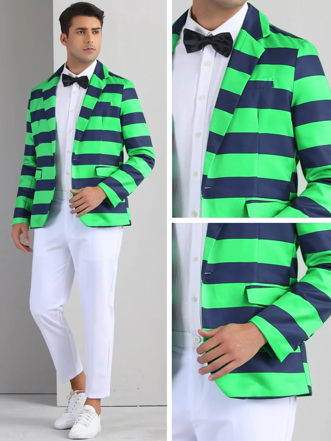 Lars Amadeus Striped Sport Coats for Men's Formal Notch Lapel Stripes Suit Jacket Single Breasted Prom Blazers