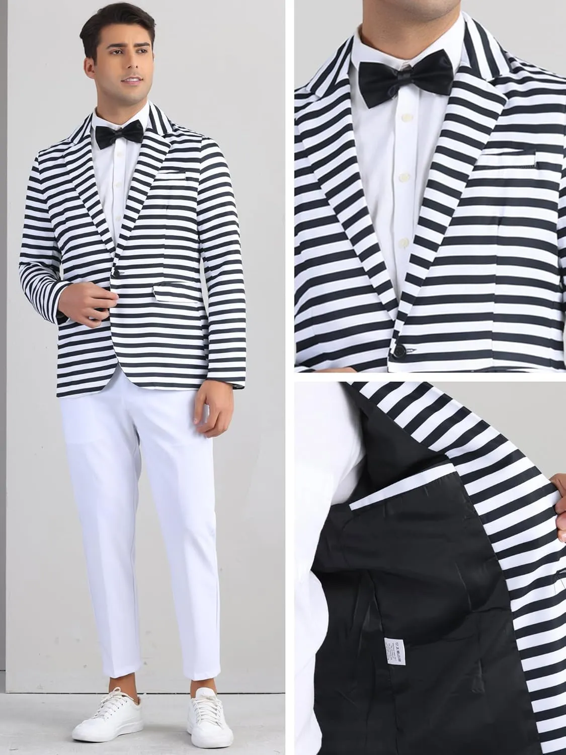 Lars Amadeus Striped Sport Coats for Men's Formal Notch Lapel Stripes Suit Jacket Single Breasted Prom Blazers