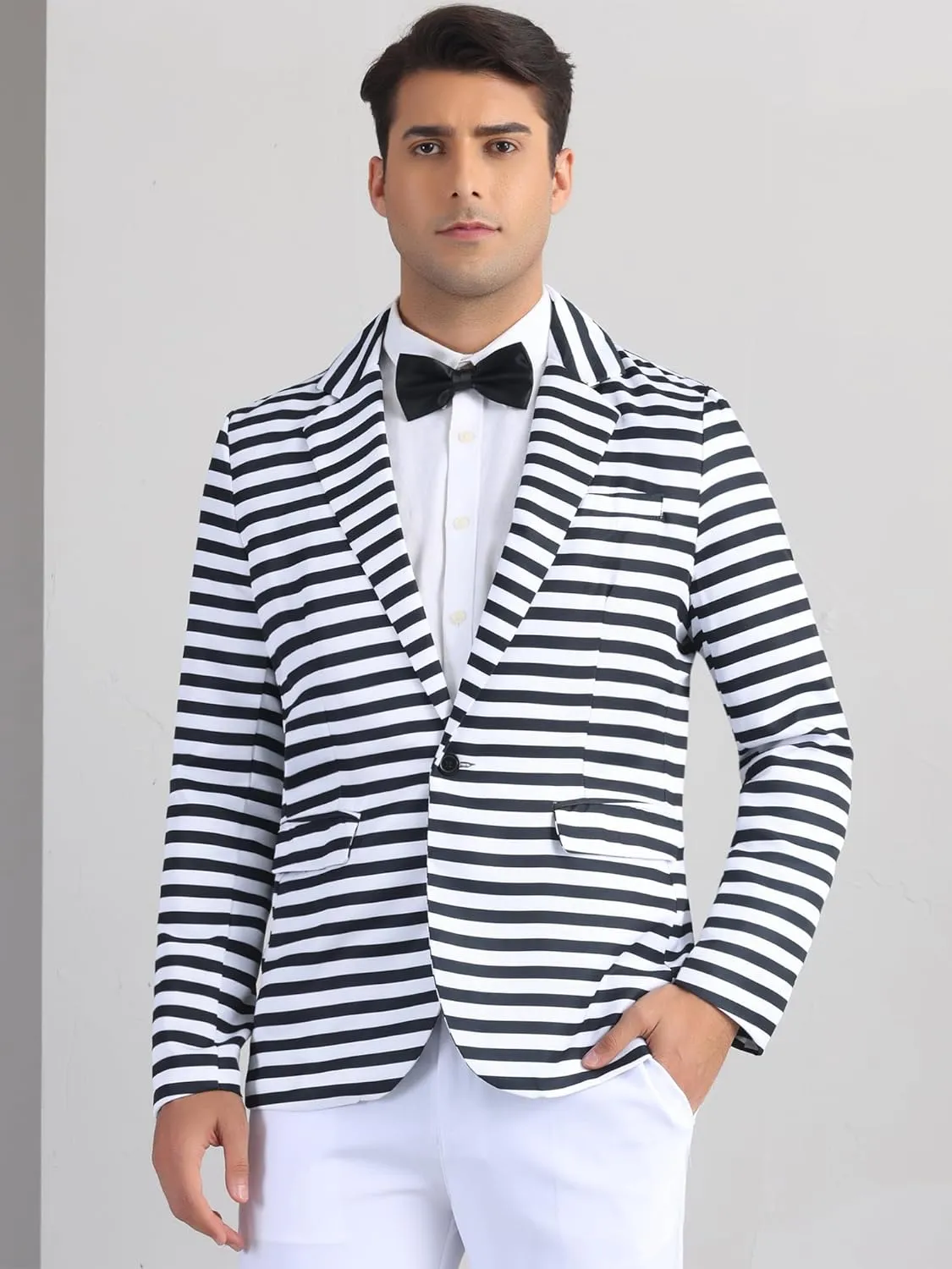 Lars Amadeus Striped Sport Coats for Men's Formal Notch Lapel Stripes Suit Jacket Single Breasted Prom Blazers